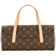 Louis Vuitton Monogram Brown Evening Top Handle Satchel Flap Bag