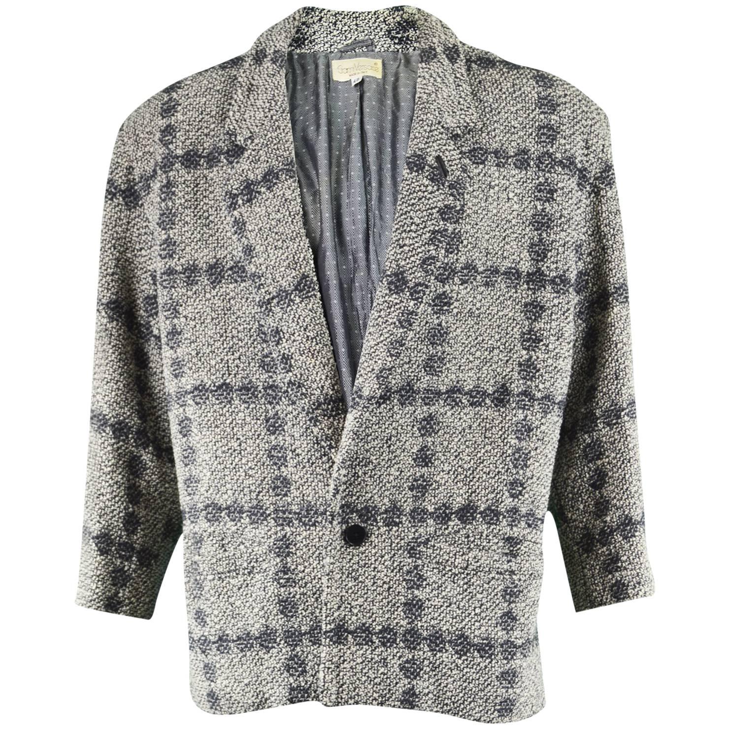 Gianni Versace Men's Vintage 1980s Bold Shouldered Wool Tweed Blazer