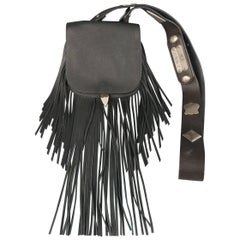 RALPH LAUREN Black Fringe Leather Cross Body RL 1967 Handbag