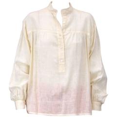 Yves Saint Laurent Ivory Cotton Peasant Shirt