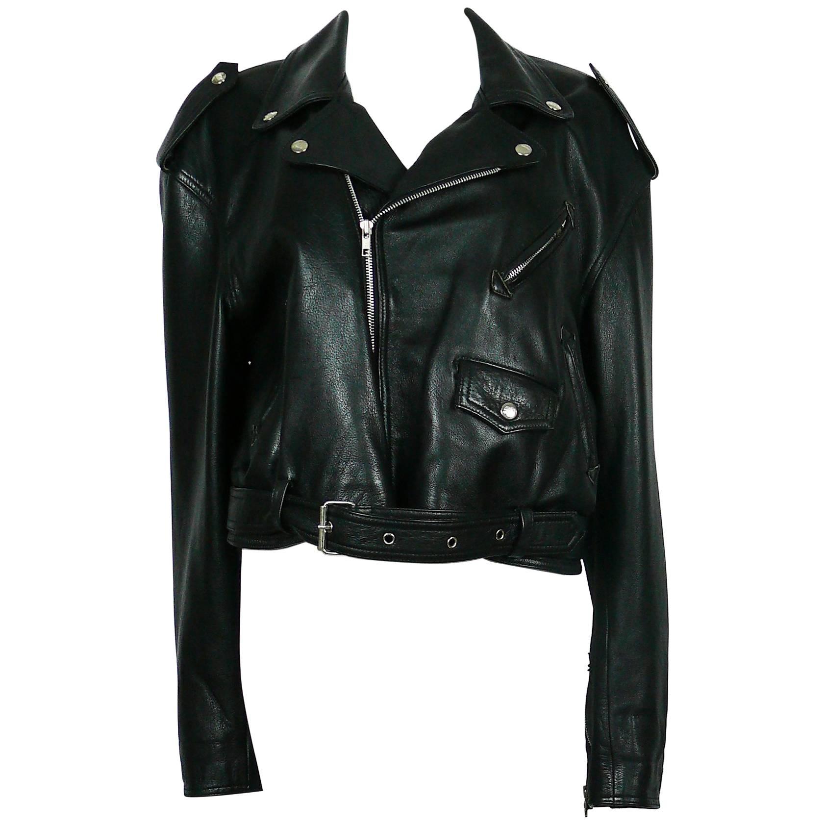 Jean Paul Gaultier Vintage Black Leather Perfecto Biker Jacket  