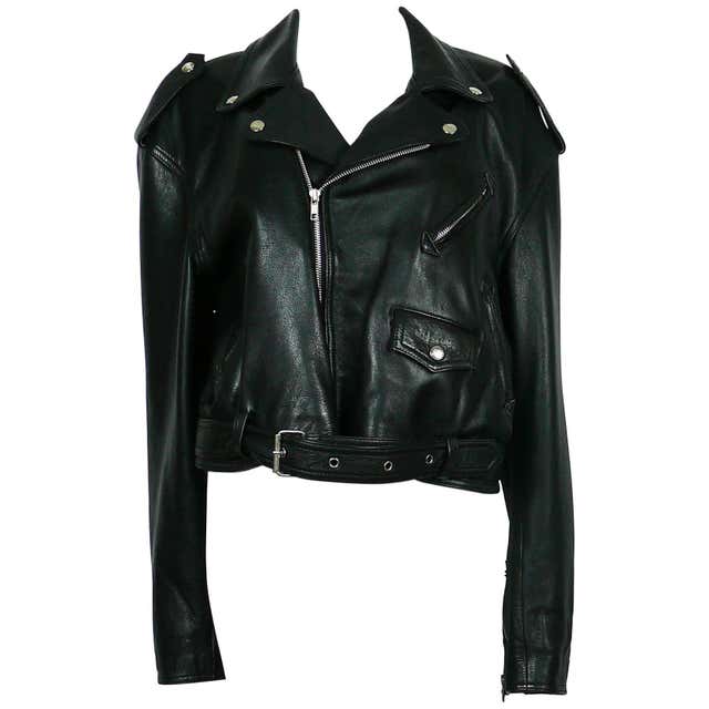 Jean Paul Gaultier Vintage Black Leather Perfecto Biker Jacket at ...