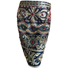 Gianni Versace Early Design for Genny Richly Embellished Silk Pencil Skirt