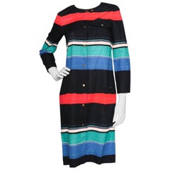 A 70s Vintage Christian Dior Boutique Striped Cotton Dress