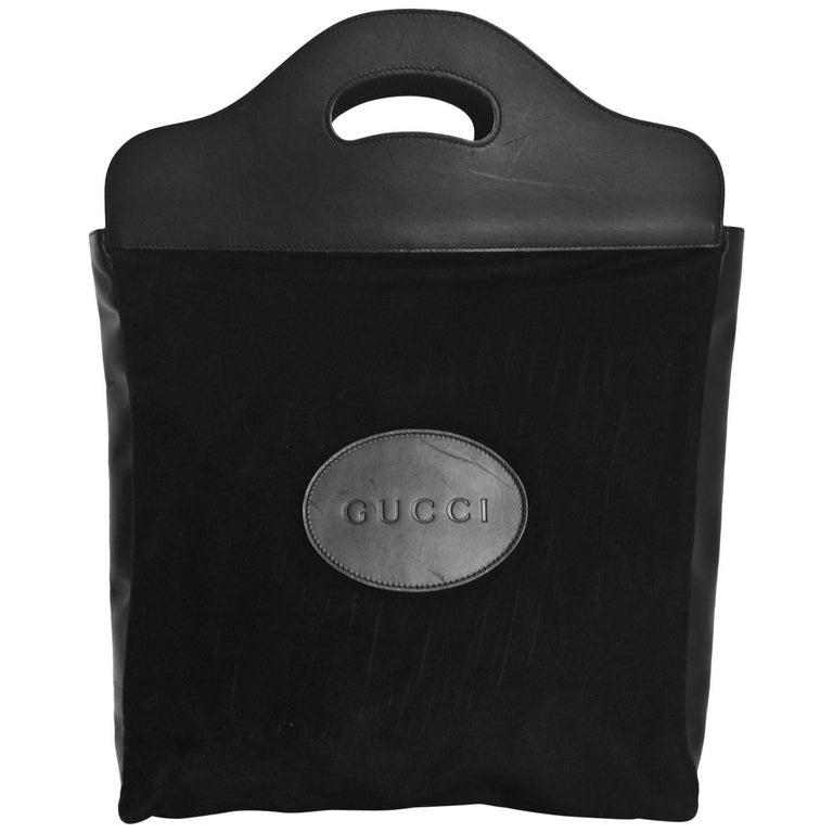 Gucci Vintage Black Felt and Leather Tote Bag For Sale at 1stDibs | felt leather bag gucci tote bag vintage black