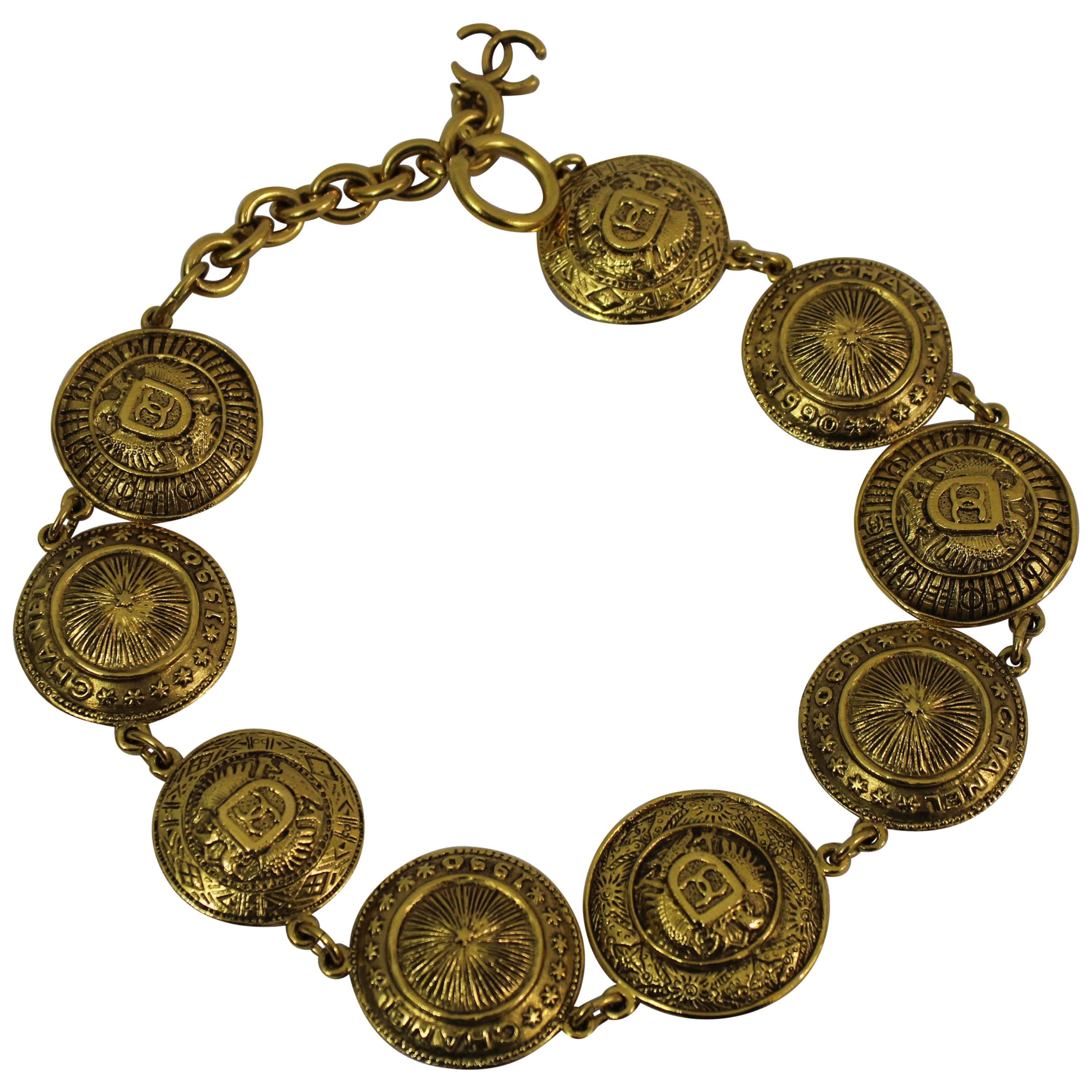 90's Chanel Vintage Golden Metal Necklace