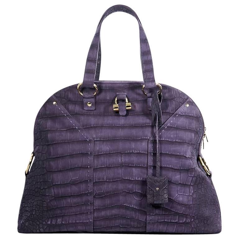 Purple Yves Saint Laurent Muse Embossed Handbag