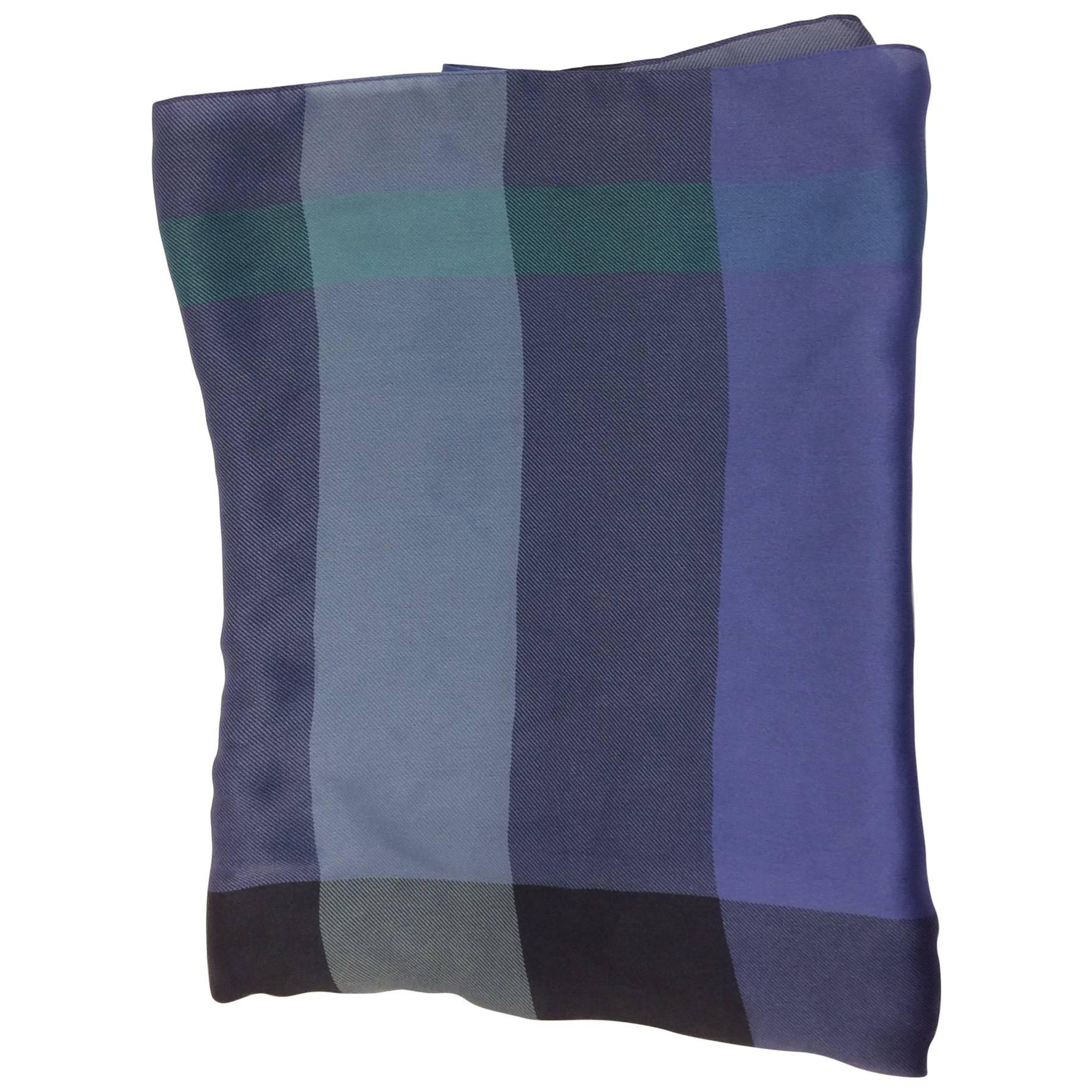 Burberry Blue Print Silk Scarf For Sale
