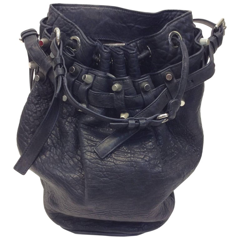 Alexander Wang Navy Studded Leather Bucket Bag For Sale at 1stDibs alexander wang studded bag