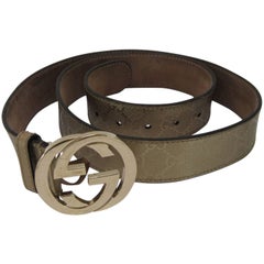 Gucci Guccissima Metallic Gold Logo Belt with Interlocking G Buckle