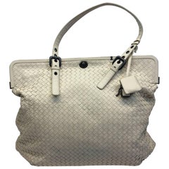 Bottega Veneta White Woven Leather Shoulder Bag