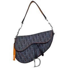 Christian Dior Denim Monogram Diorissimo Flight Saddle Bag