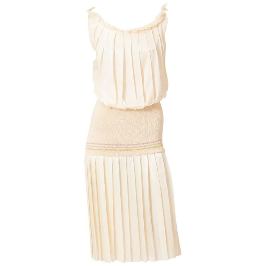 Biagiotti Pleated Silk Tennis Dress For Sale
