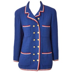 Chanel Boutique Wool Bouclé Jacket with Grosgrain Trim