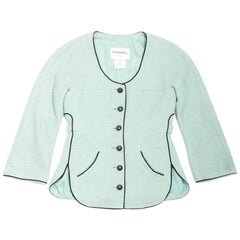 CHANEL Jacket 'Les Fonds Marins' in Green Cotton Tweed Size 36FR