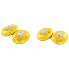 GIANMARIA BUCCELATTI Cufflinks in 18K Brushed Gold and Diamonds