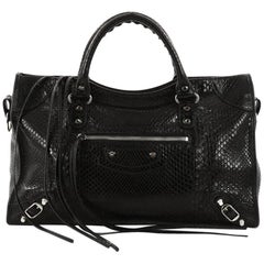 Balenciaga City Classic Studs Handbag Python Medium