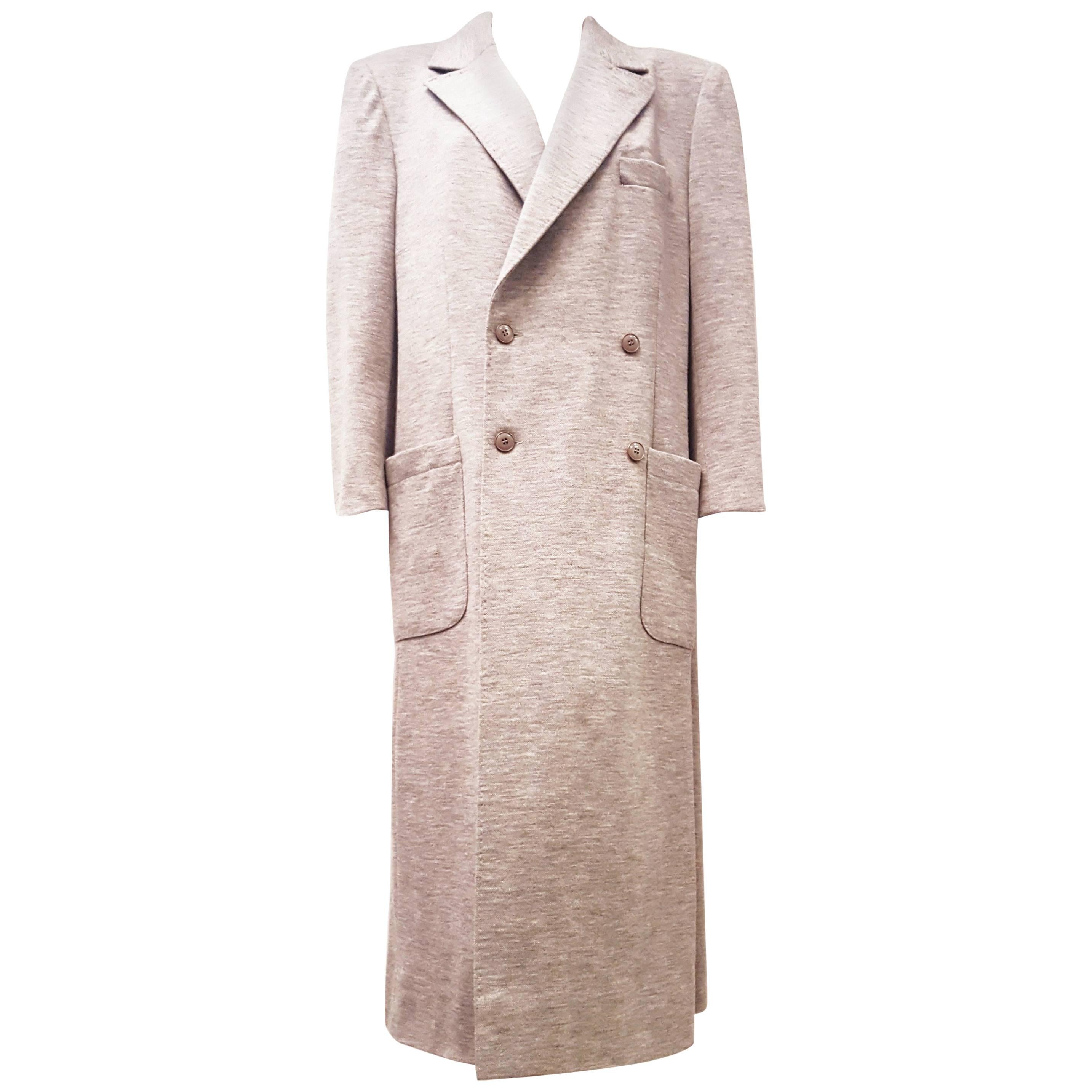Sonia Rykiel Grey Wool Double Breasted Long Coat with Two Front Pockets Size L For Sale
