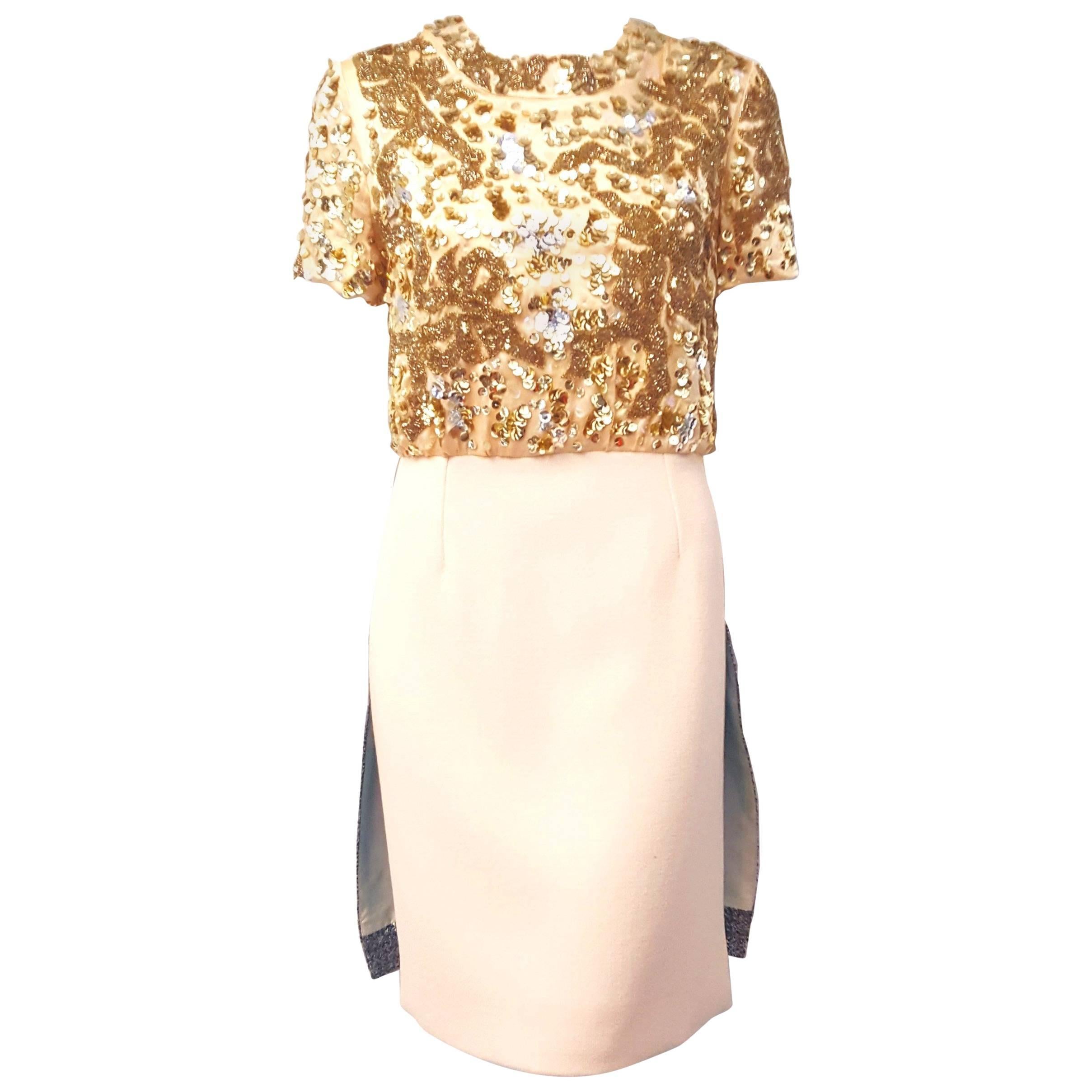 Michael Van Der Ham Multi Fabric and Color Short Sleeve Dress For Sale