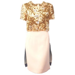 Michael Van Der Ham Multi Fabric and Color Short Sleeve Dress