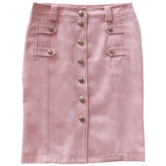 Vintage 1990s Versace Baby Pink Button Up Skirt