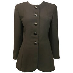 Oscar de la Renta Black Collarless Button Down Blazer