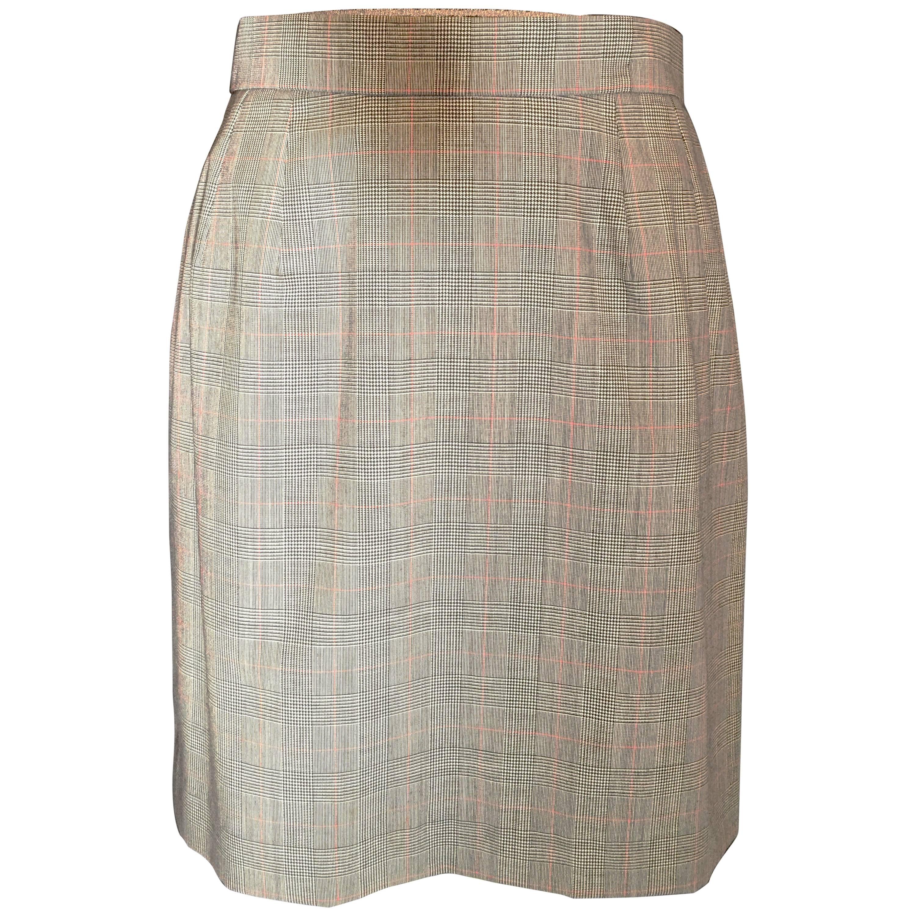 Yves St. Laurent Plaid Mini Houndstooth Mini Skirt For Sale