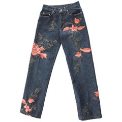 Ford for Gucci Runway Men's Floral Embroidered Denim Jeans, Fall, 1999 For Sale at 1stDibs floral jeans mens, gucci embroidered jeans, mens floral jeans