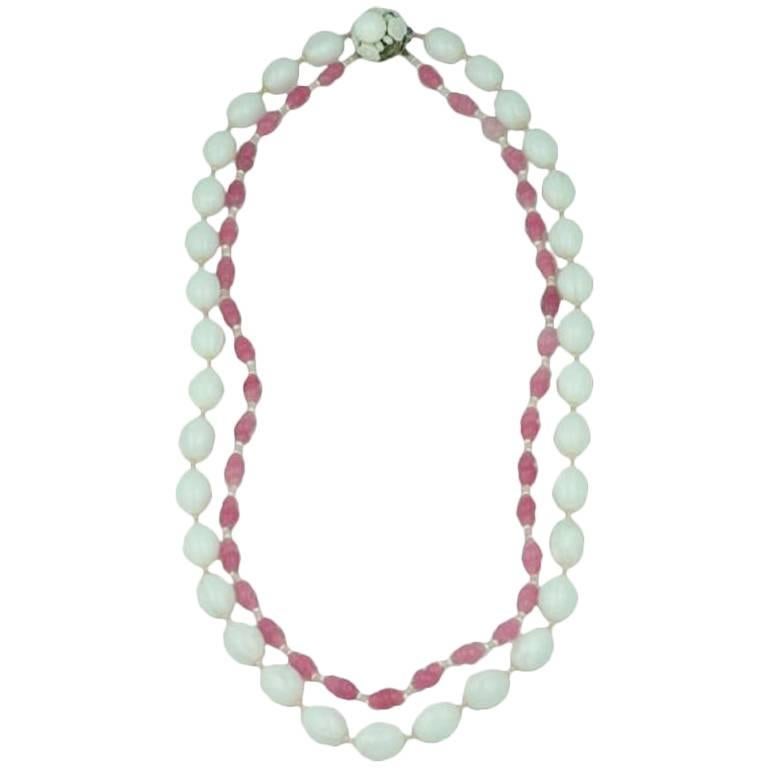 Miriam Haskell - Robe  Collier rose, rose et blanc