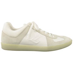 Louis Vuitton White and Gray Leather Trainer Sneakers