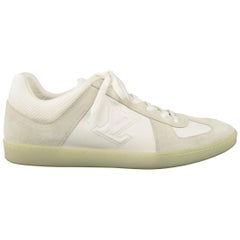 Louis Vuitton White and Gray Leather Trainer Sneakers 