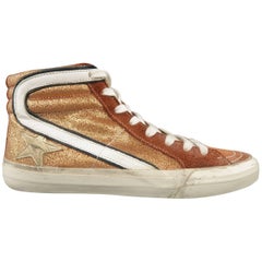 GOLDEN GOOSE Size 6 Bronze Suede & Glitter Lace Up Sneakers