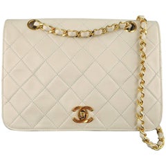 Chanel Pastel Blue Vintage Quilted Leather Gold Chain Handbag