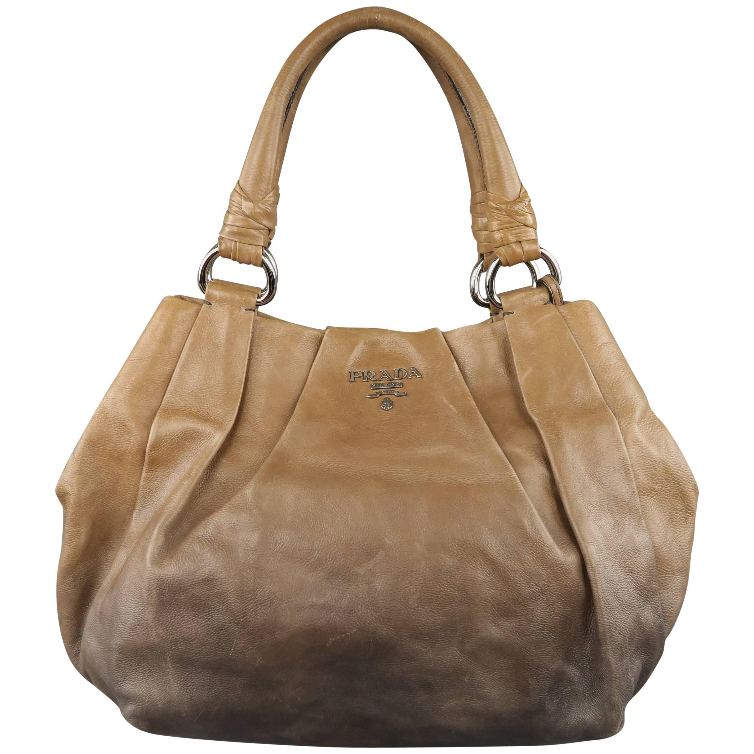 PRADA Taupe Ombre Leather Degrade Blond Mordor Glace Handbag