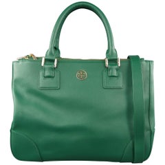 TORY BURCH Green Leather ROBINSON Tote Handbag
