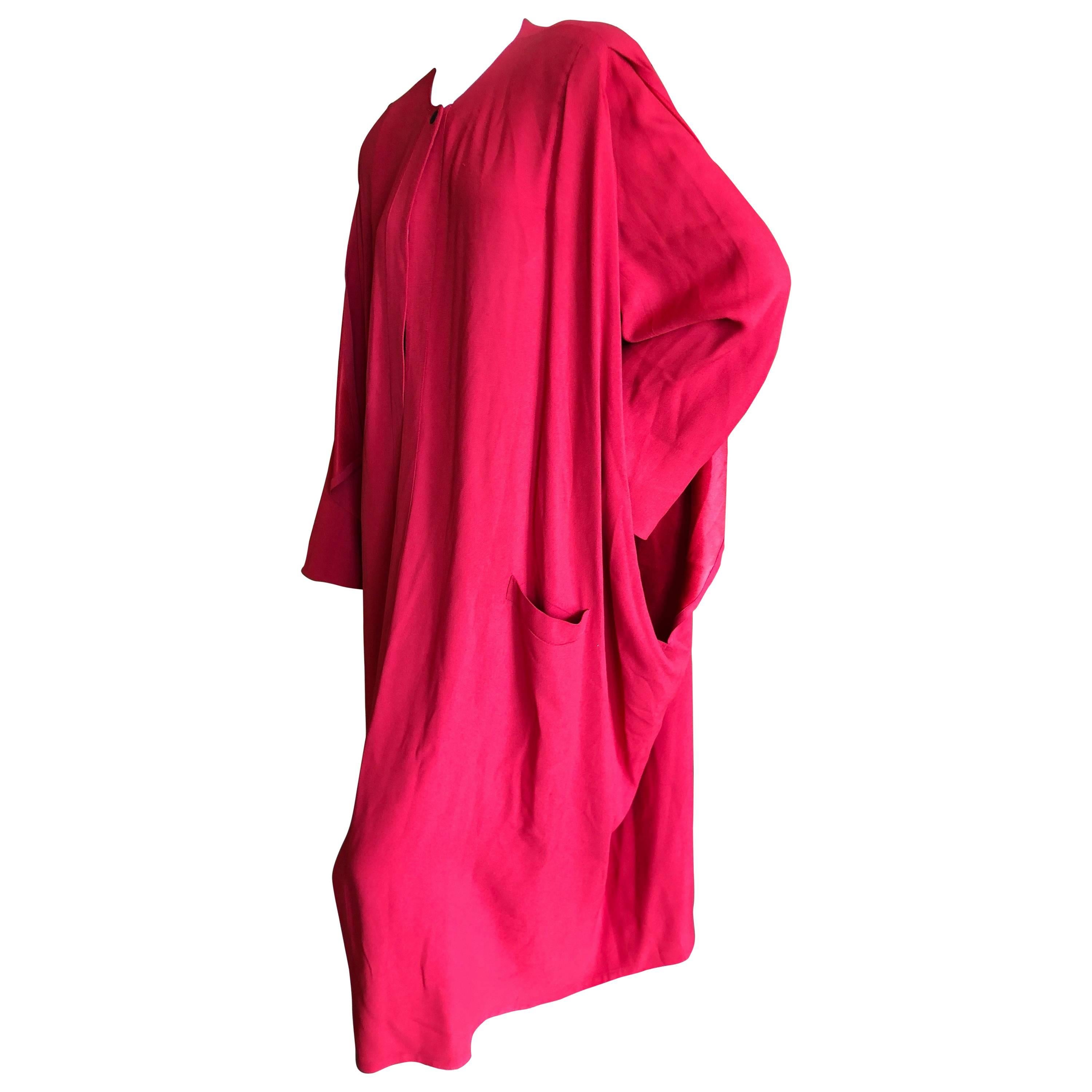 Sonia Rykiel Vintage 1980's Red Side Slashed Kimono Style Coat For Sale