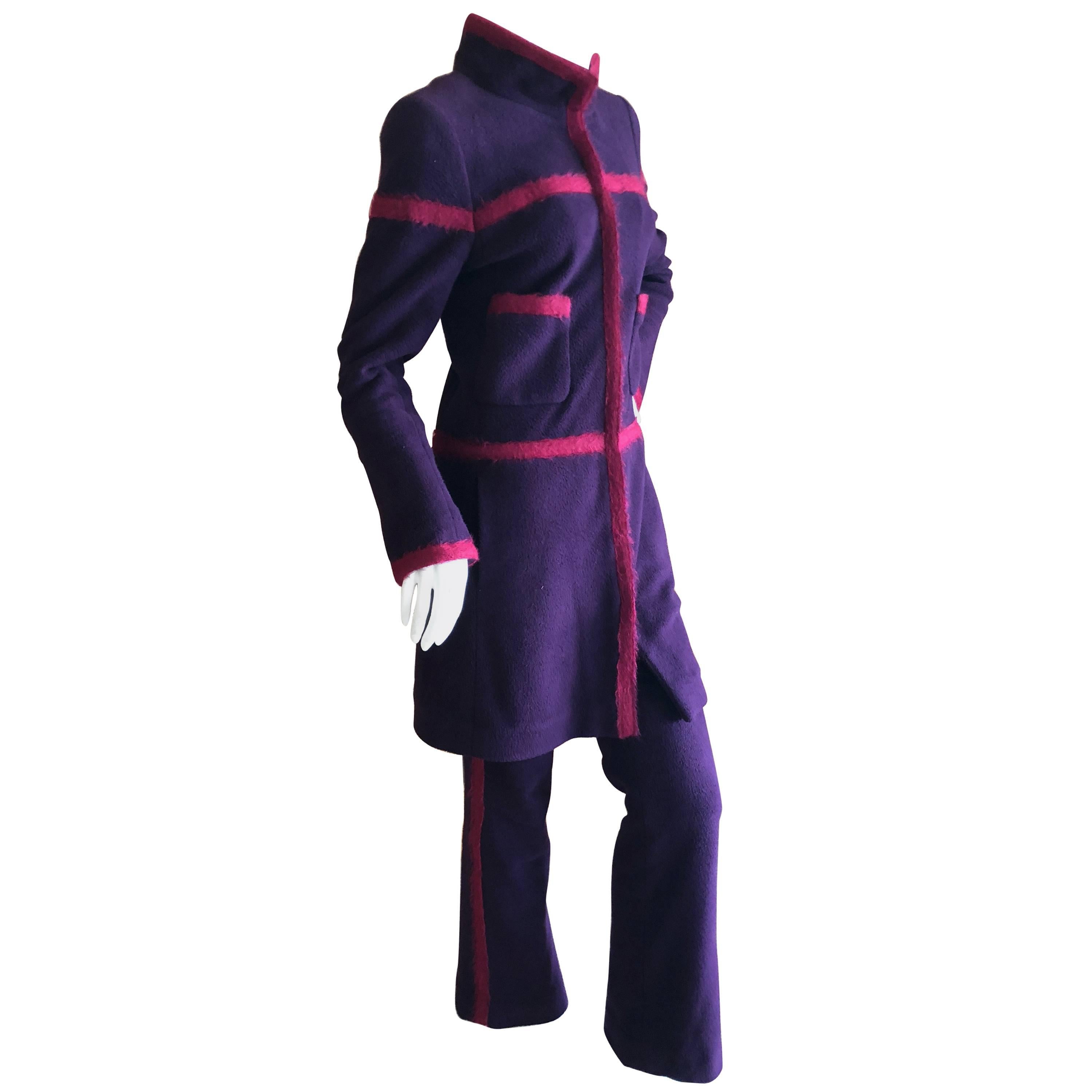 Chanel Purple Fleece Pant Suit, Autumn 2000   For Sale