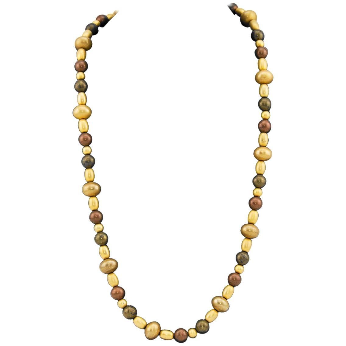 Givenchy Bronze and Gold Beaded Necklace, 1970s