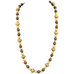 Retro Givenchy Bronze and Gold Beaded Necklace, 1970s