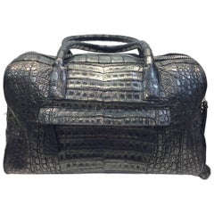 Used Nancy Gonzalez Silver Metallic Crocodile Handbag