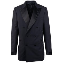 Used Tom Ford Black Wool Double Breast Tuxedo Shelton Two Pc Suit