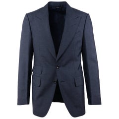 Tom Ford Navy Mohair Peak Lapel Button Front Two Piece Suit