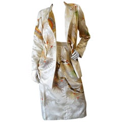 1960s Asian Silk "Crane Motif" Embroidered Suit