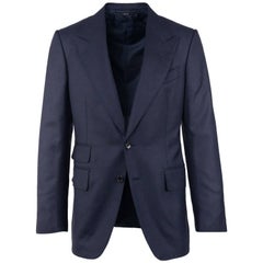  Tom Ford Navy Wool Blend Irregular Canvas Shelton Two Pc Suit