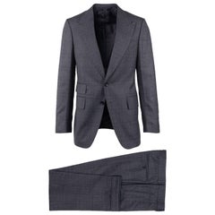 Tom Ford Mens Grey Wool Checked Peak Lapel Two Button Suit