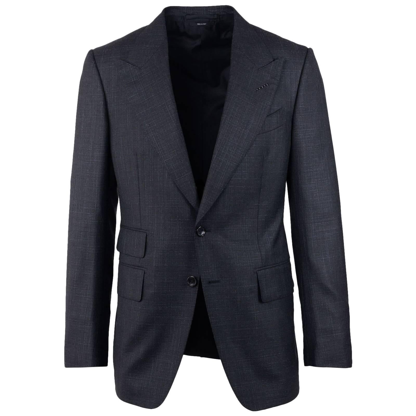 Tom Ford Black Wool Blend Shelton Two Button 2PC Suit For Sale