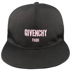 Givenchy Black Canvas Pink Logo Floral Embroidered Snap Back Cap