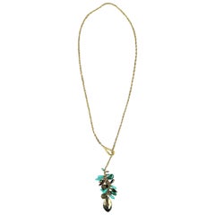 Alexis Bittar Gold Loop Chain Turquoise Beaded Necklace