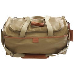 Used Hartmann 20in Duffel Bag Nylon Canvas Leather Travel Bag + Shoulder Strap