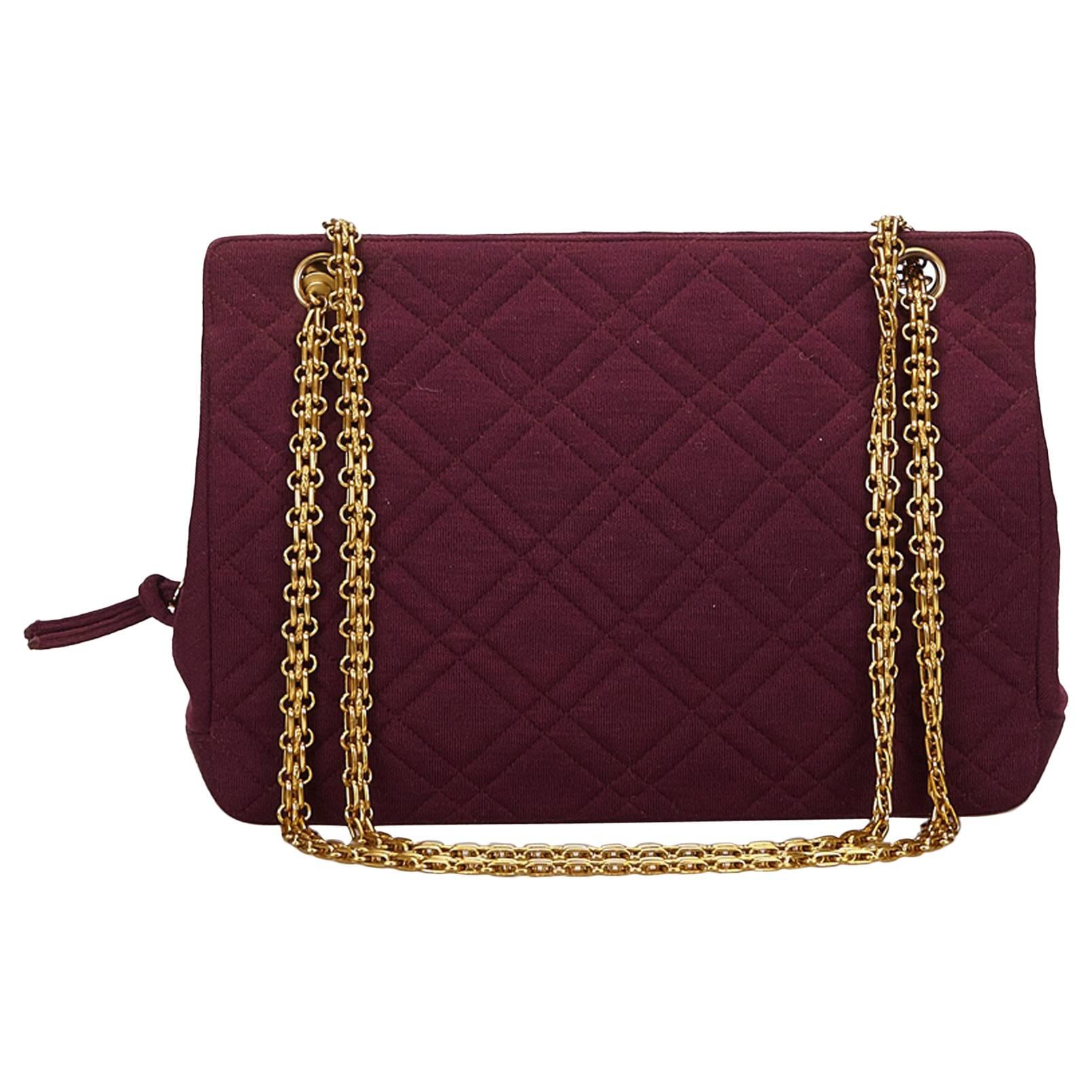 Chanel Red x Bordeau Matelasse Wool Shoulder Bag For Sale
